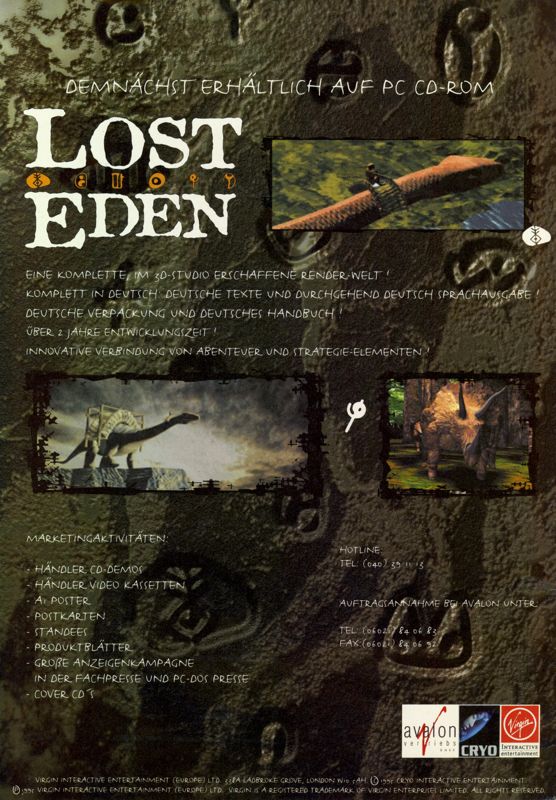 Lost Eden Magazine Advertisement (Magazine Advertisements): MCV 04/95 (Germany)
