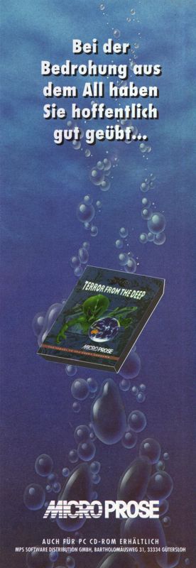 X-COM: Terror from the Deep Magazine Advertisement (Magazine Advertisements): MCV 04/95 (Germany)