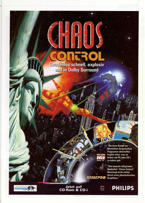 Chaos Control Magazine Advertisement (Magazine Advertisements): MCV 05/95 (Germany)