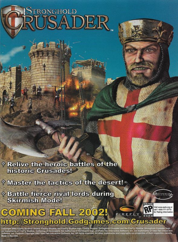 FireFly Studios' Stronghold Crusader Magazine Advertisement (Magazine Advertisements): PC Gamer (United States), Issue 101 (September 2002)