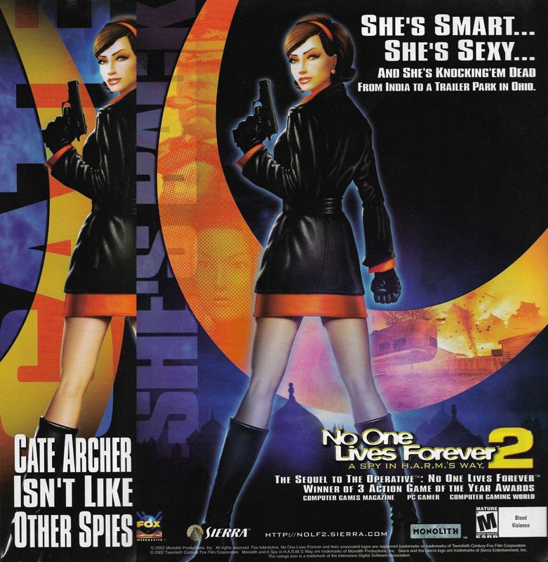No One Lives Forever 2: A Spy in H.A.R.M.'s Way Magazine Advertisement (Magazine Advertisements): PC Gamer (United States), Issue 102 (October 2002)