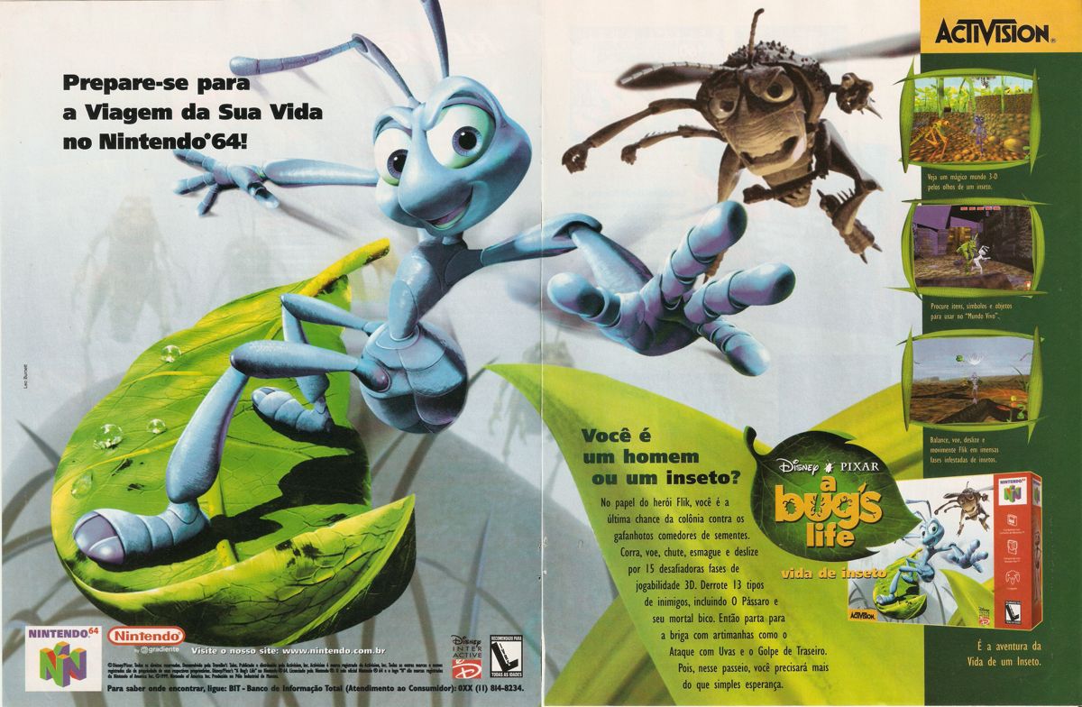 Disney•Pixar A Bug's Life Magazine Advertisement (Magazine Advertisements): SuperGamePower (Brazil) Issue 67 (October 1999) pp. 30-31