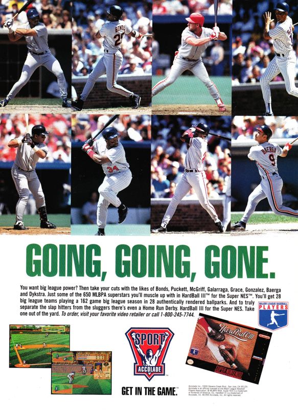 HardBall III Magazine Advertisement (Magazine Advertisements): Official Magazine Advertisement GamePro (International Data Group, United States), Issue 60 (July 1994)