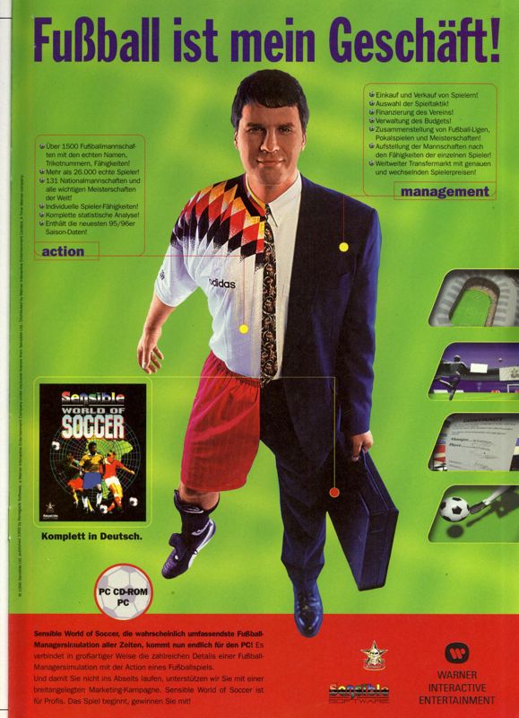 Sensible World of Soccer Magazine Advertisement (Magazine Advertisements): MCV 11/95 (Germany)