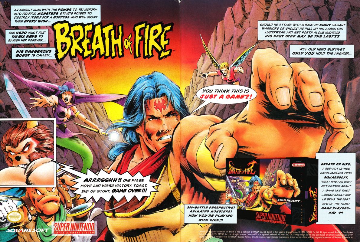 Breath of Fire Magazine Advertisement (Magazine Advertisements): GamePro (International Data Group, United States), Issue 60 (July 1994)