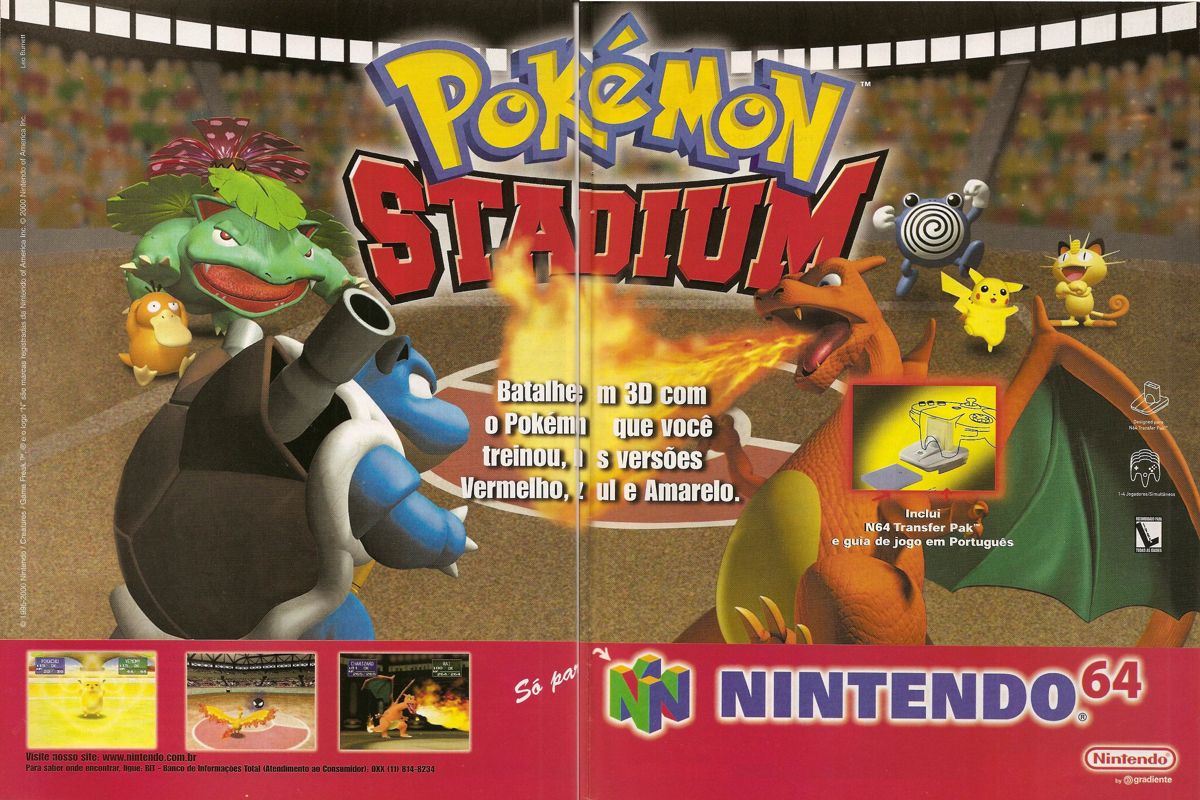 Pokémon Stadium Magazine Advertisement (Magazine Advertisements): Ação Games (Brazil), Issue 151 (May 2000) pp. 56-57