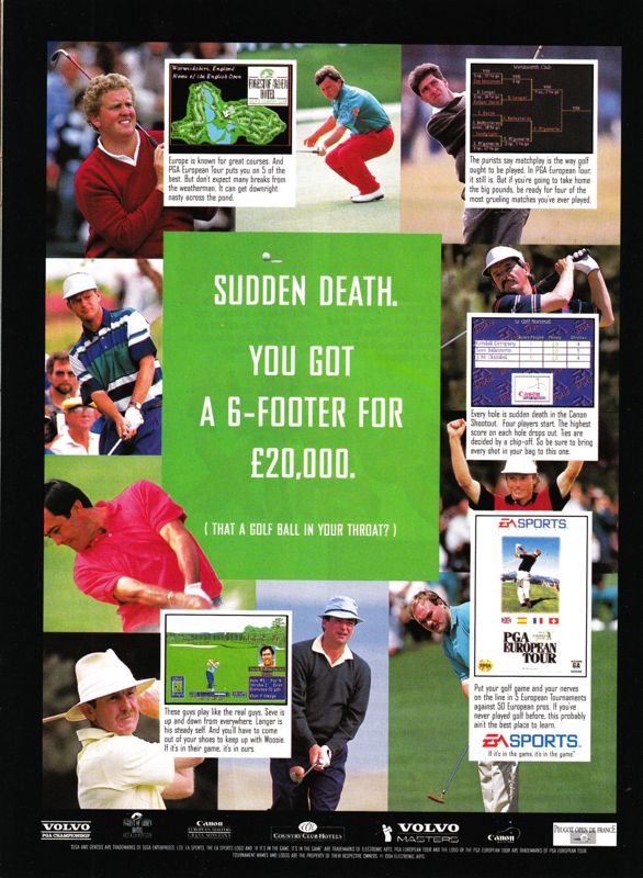 PGA European Tour Magazine Advertisement (Magazine Advertisements): Official Magazine Advertisement GamePro (International Data Group, United States), Issue 60 (July 1994)