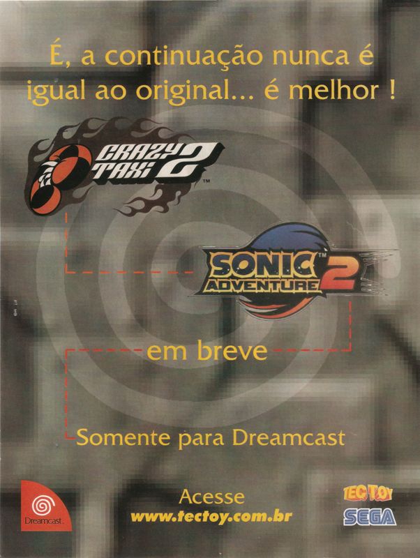 Sonic Adventure 2 Magazine Advertisement (Magazine Advertisements): SuperGamePower (Brazil), Issue 88 (July 2001) p. 31