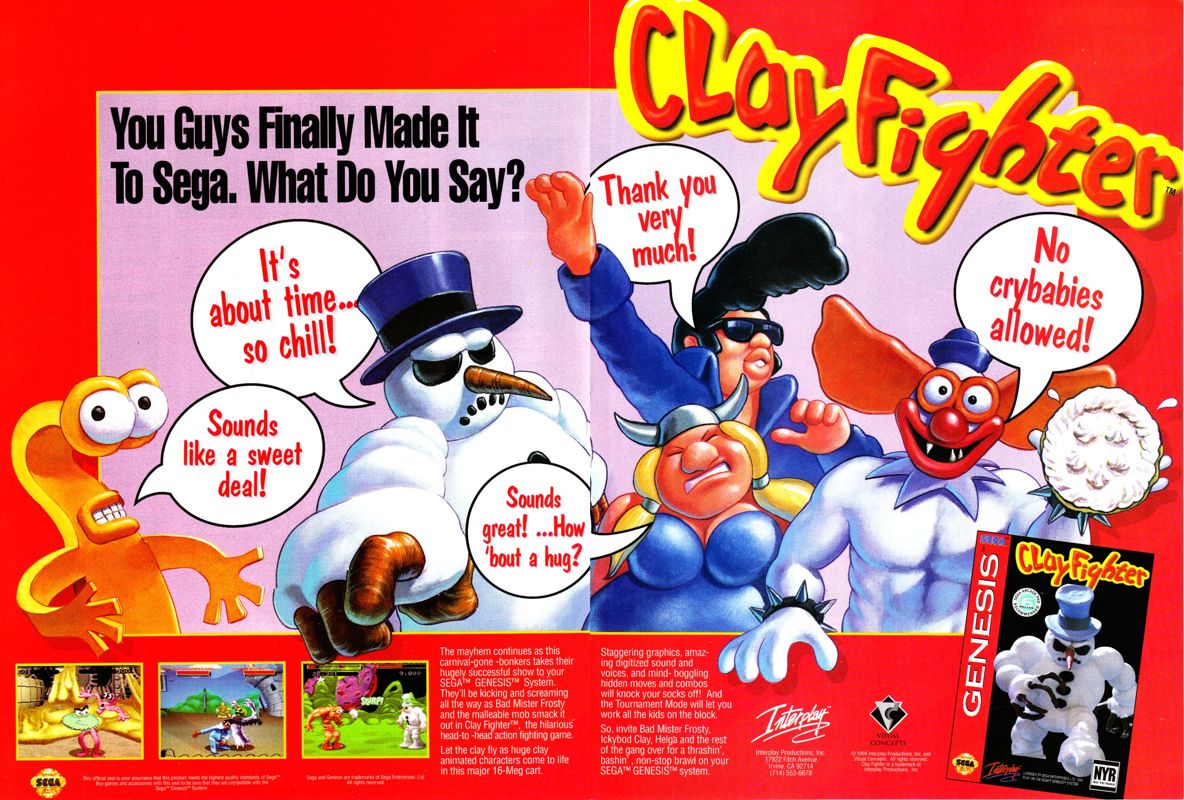 Clay Fighter Magazine Advertisement (Magazine Advertisements): Official Magazine Advertisement GamePro (International Data Group, United States), Issue 62 (September 1994)