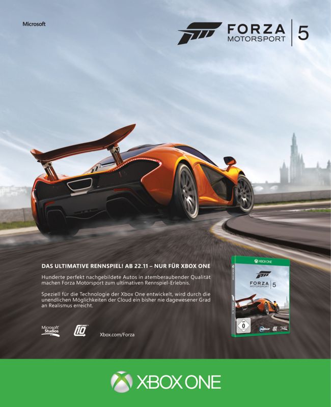 Forza Motorsport 5 Magazine Advertisement (Magazine Advertisements): Gamereactor (United Kingdom), Issue 8 (November 2013)