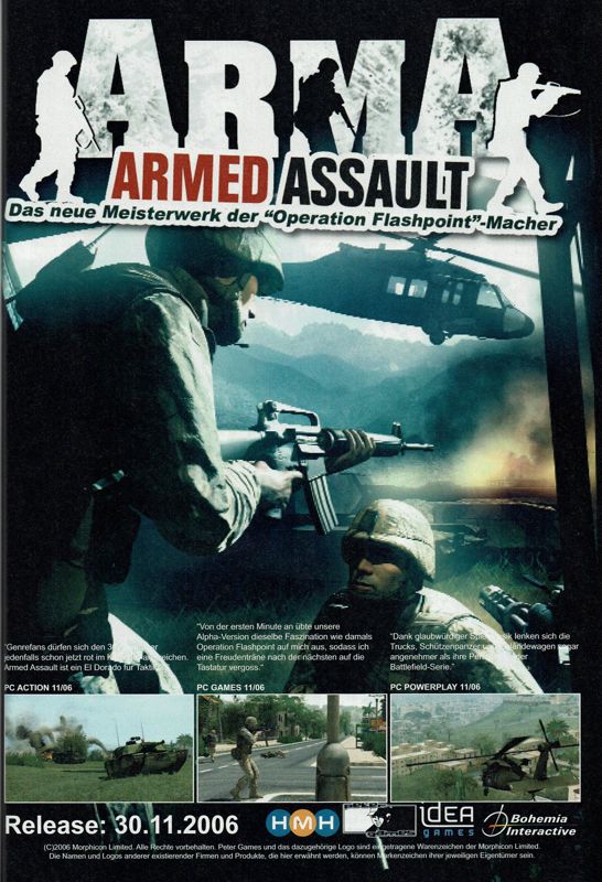 ArmA: Combat Operations Magazine Advertisement (Magazine Advertisements): PC Powerplay (Germany), Issue 11/2006