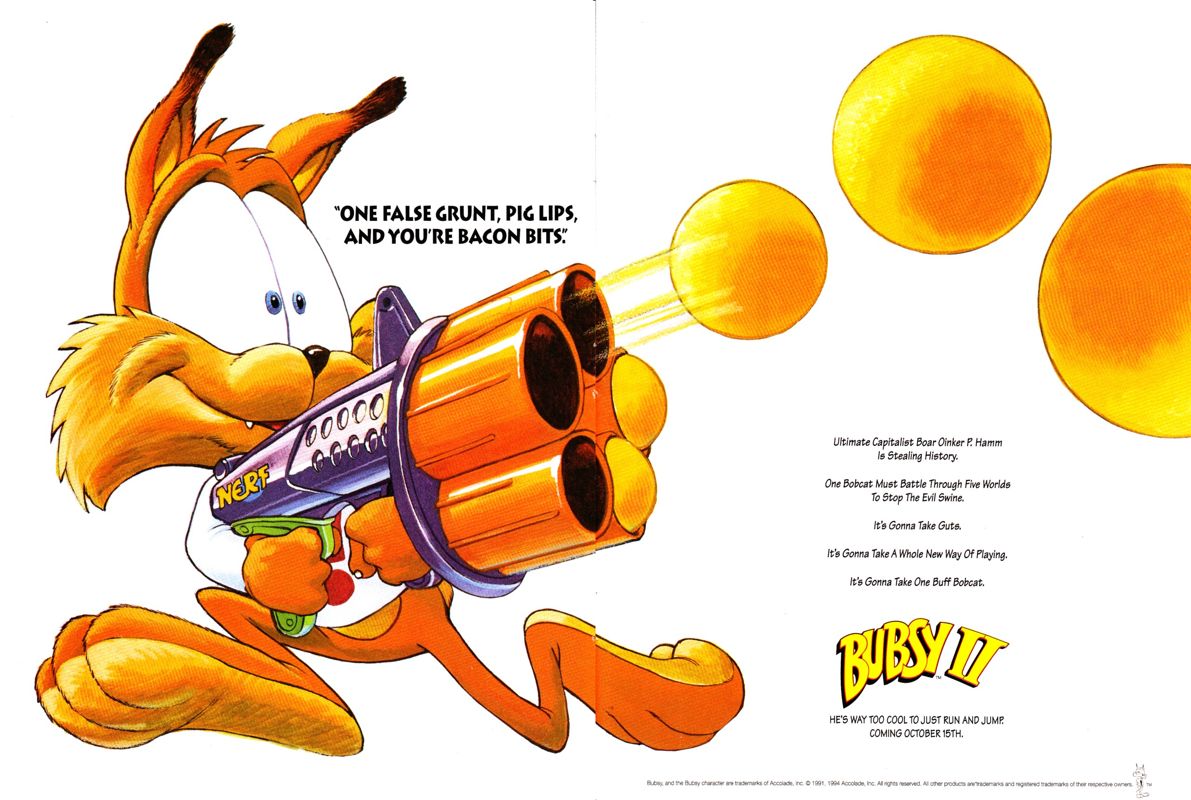 Bubsy II Magazine Advertisement (Magazine Advertisements): GamePro (International Data Group, United States), Issue 62 (September 1994)