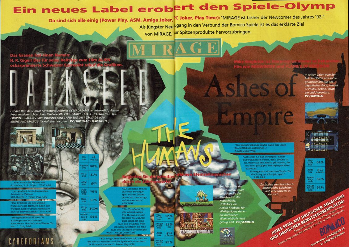 The Humans Magazine Advertisement (Magazine Advertisements): Amiga Joker (Germany), Issue 11/1992