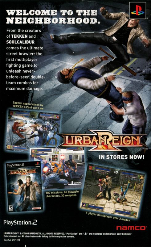 Urban Reign Manual Advertisement (Game Manual Advertisements): Soul Calibur III (Hong Kong), PS2 release (back cover)