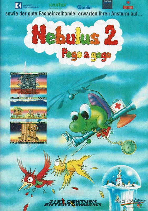 Nebulus 2: Pogo a gogo Magazine Advertisement (Magazine Advertisements): Amiga Joker (Germany), Issue 11/1991
