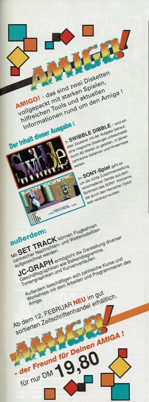 Swibble Dibble Magazine Advertisement (Magazine Advertisements): Amiga Joker (Germany), Issue 03/1993