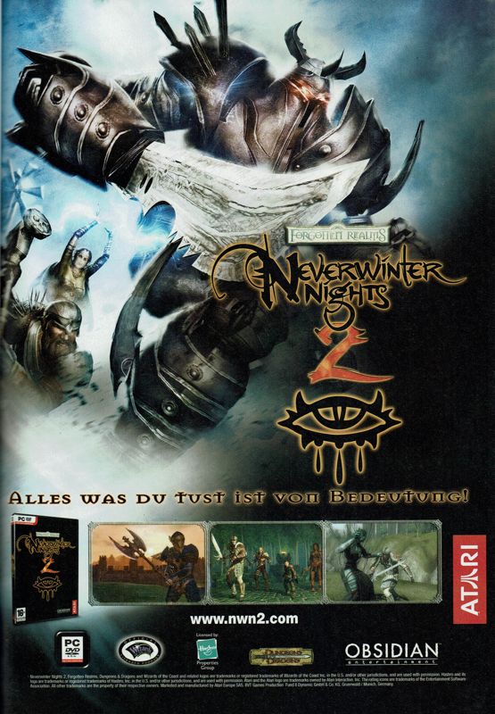 Neverwinter Nights 2 Magazine Advertisement (Magazine Advertisements): PC Powerplay (Germany), Issue 01/2007