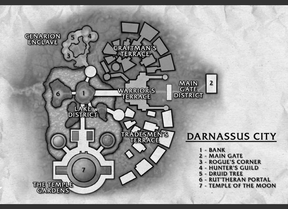 World of WarCraft Other (Artwork from the game's electronic manual): Page 177: Darnassus City - Refuge of the Night Elves From the Races In Conflict chapter