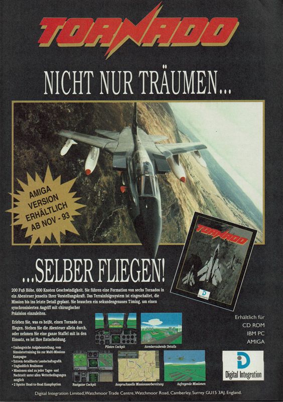 Tornado Magazine Advertisement (Magazine Advertisements): Amiga Joker (Germany), Issue 12/1993