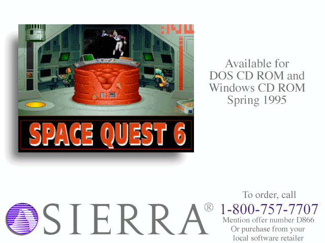 Space Quest 6: Roger Wilco in the Spinal Frontier Other (Sierra Entertainment website, 1996): Advertisement