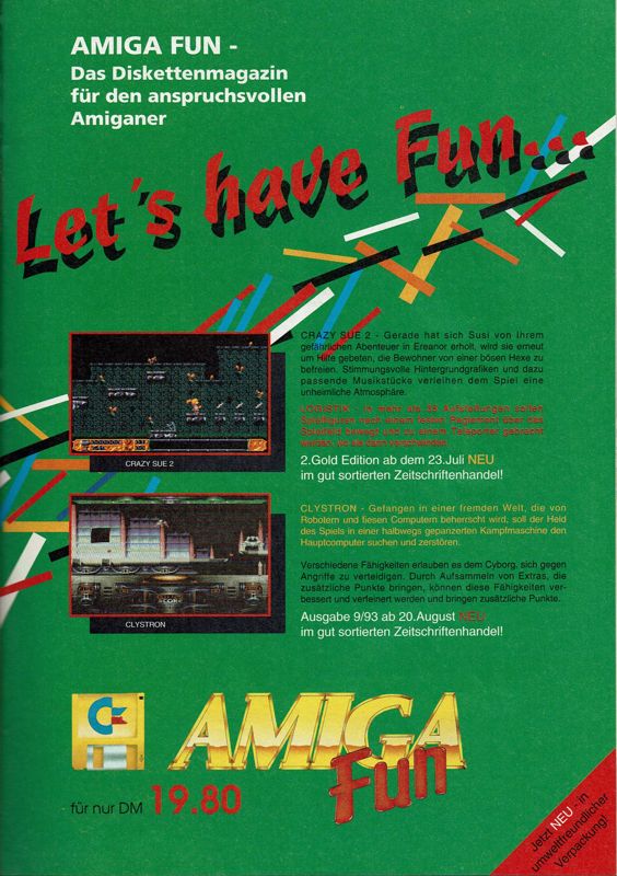 Clystron Magazine Advertisement (Magazine Advertisements): Amiga Joker (Germany), Issue 09/1993