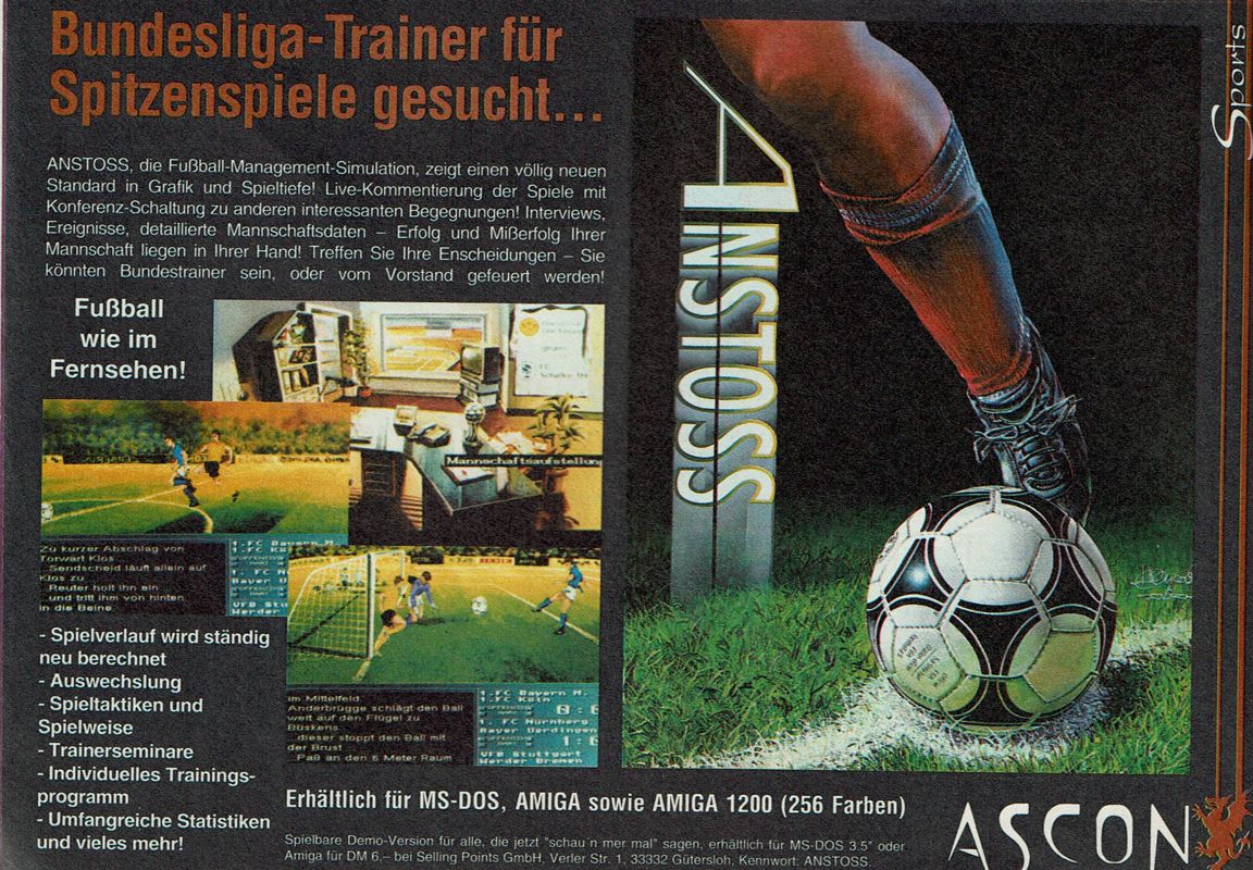 On the Ball Magazine Advertisement (Magazine Advertisements): Amiga Joker (Germany), Issue 11/1993
