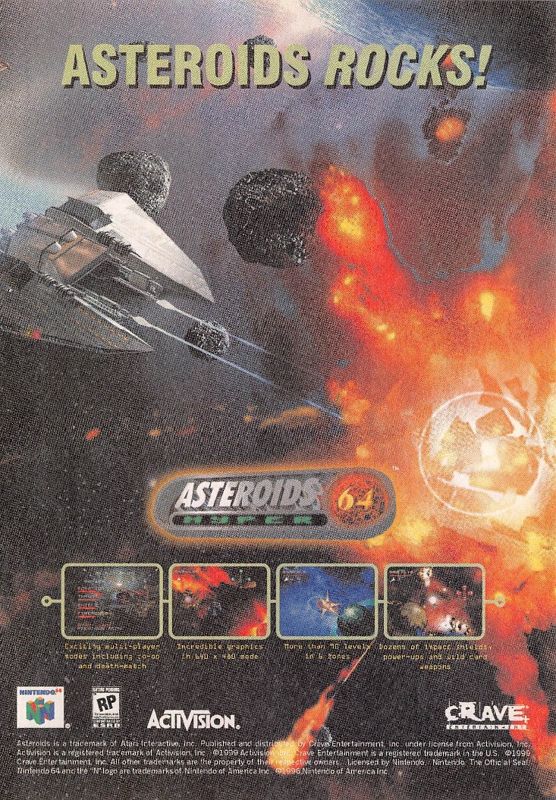 Asteroids Hyper 64 Magazine Advertisement (Magazine Advertisements): Disney Adventures (United States), Winter 2000