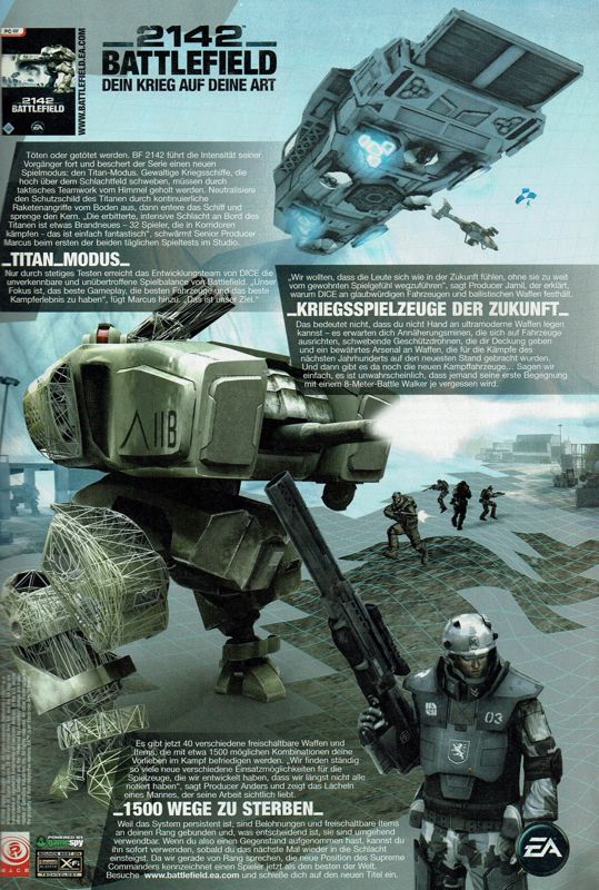 Battlefield 2142 Magazine Advertisement (Magazine Advertisements): PC Powerplay (Germany), Issue 11/2006