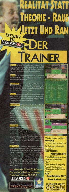 Tactical Manager Magazine Advertisement (Magazine Advertisements): Amiga Joker (Germany), Issue 08-09/1994