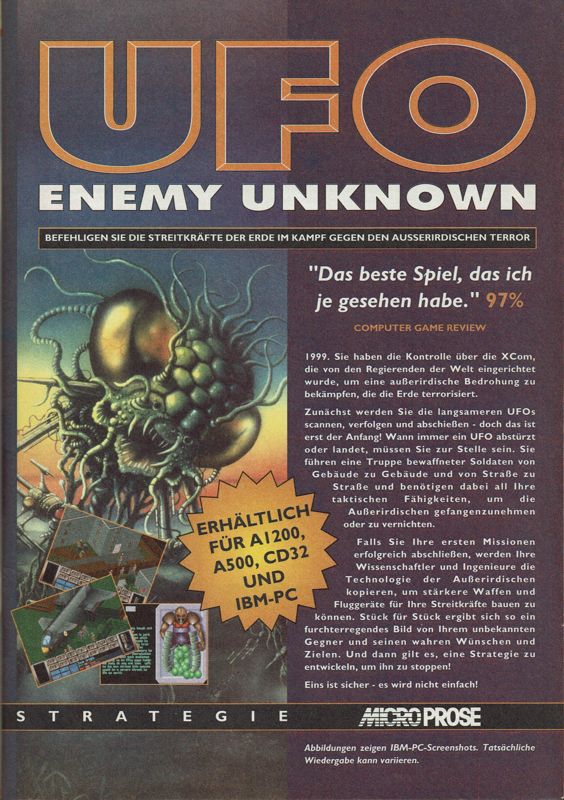X-COM: UFO Defense Magazine Advertisement (Magazine Advertisements): Amiga Joker (Germany), Issue 11/1994
