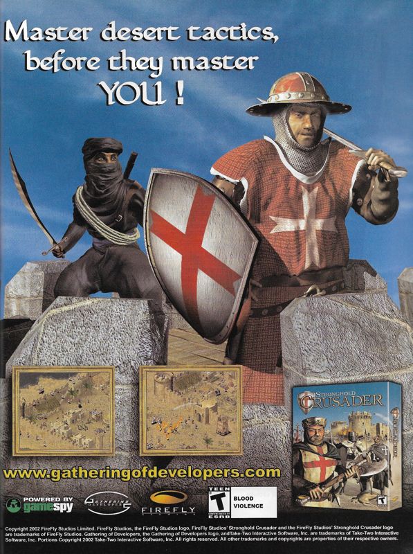 FireFly Studios' Stronghold Crusader Magazine Advertisement (Magazine Advertisements): PC Gamer (United States), Issue 102 (October 2002)