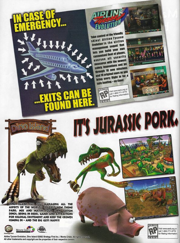 Airline Tycoon Evolution Magazine Advertisement (Magazine Advertisements): PC Gamer (United States), Issue 102 (October 2002)