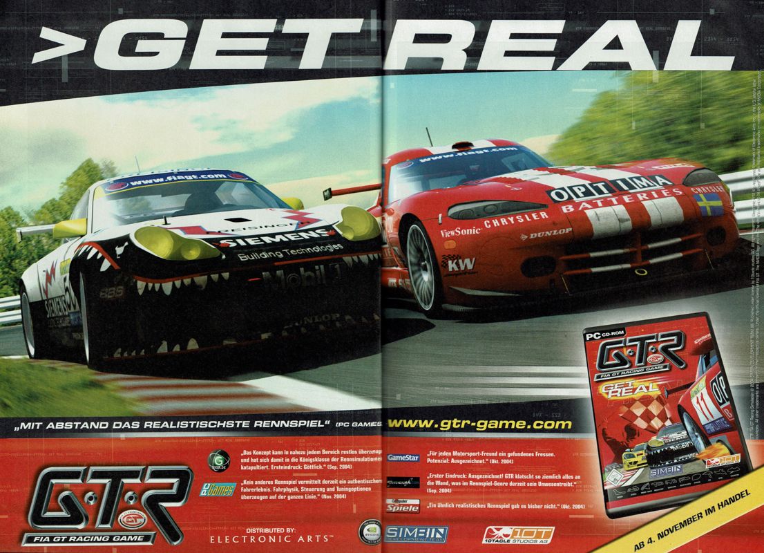 GTR: FIA GT Racing Game Magazine Advertisement (Magazine Advertisements): PC Powerplay (Germany), Issue 12/2004