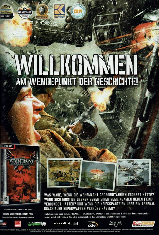War Front: Turning Point Magazine Advertisement (Magazine Advertisements): PC Powerplay (Germany), Issue 03/2007