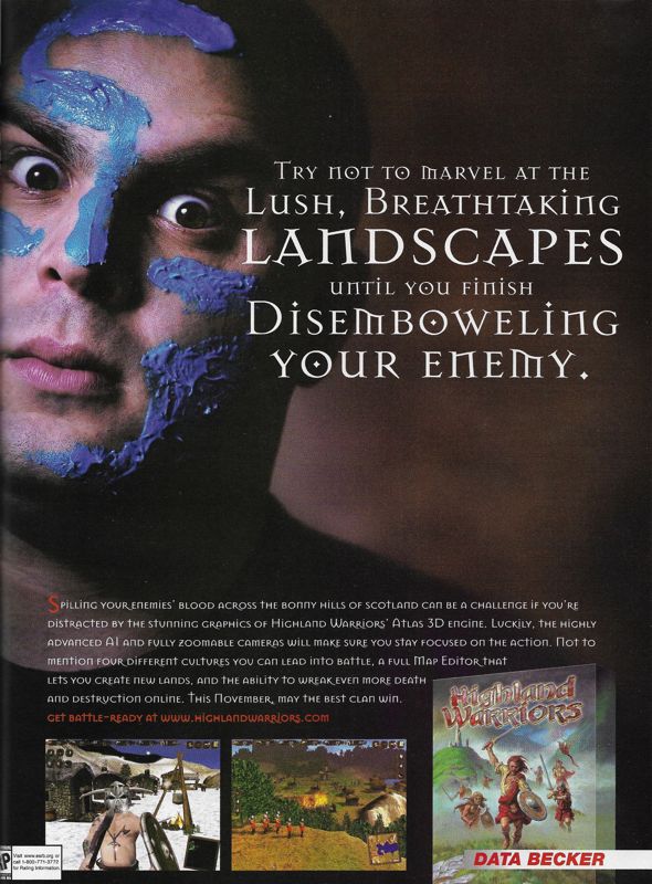 Highland Warriors Magazine Advertisement (Magazine Advertisements): PC Gamer (United States), Issue 103 (November 2002)