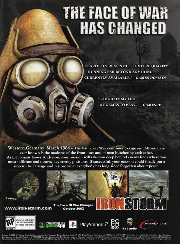 Iron Storm Magazine Advertisement (Magazine Advertisements): PC Gamer (United States), Issue 103 (November 2002)