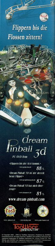 Dream Pinball 3D Magazine Advertisement (Magazine Advertisements): PC Powerplay (Germany), Issue 03/2007