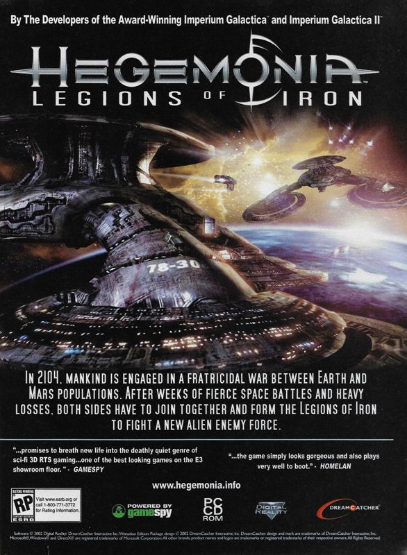 Hegemonia: Legions of Iron Magazine Advertisement (Magazine Advertisements): PC Gamer (United States), Issue 103 (November 2002)