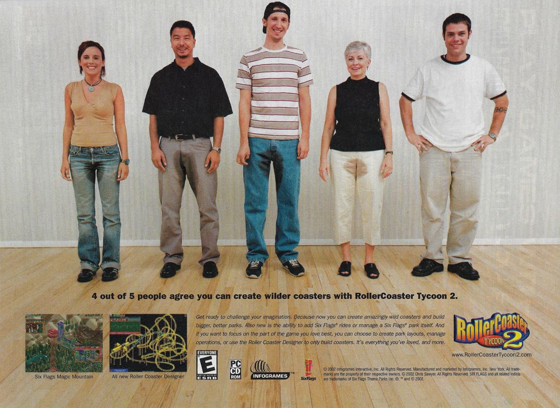 RollerCoaster Tycoon 2 Magazine Advertisement (Magazine Advertisements): PC Gamer (United States), Issue 103 (November 2002)