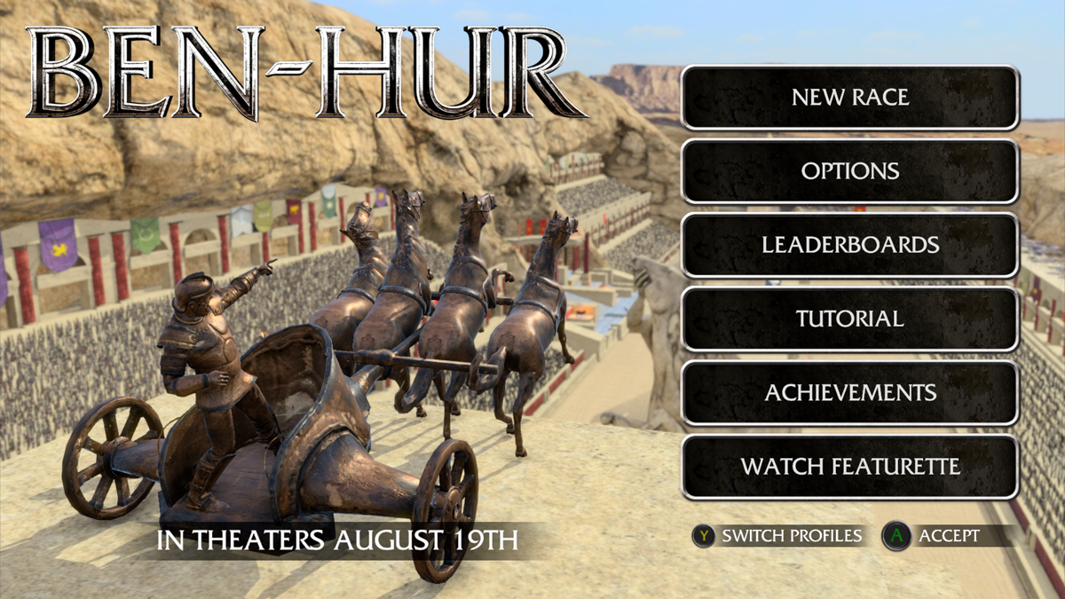 Ben-Hur Screenshot (Xbox.com product page): The main menu