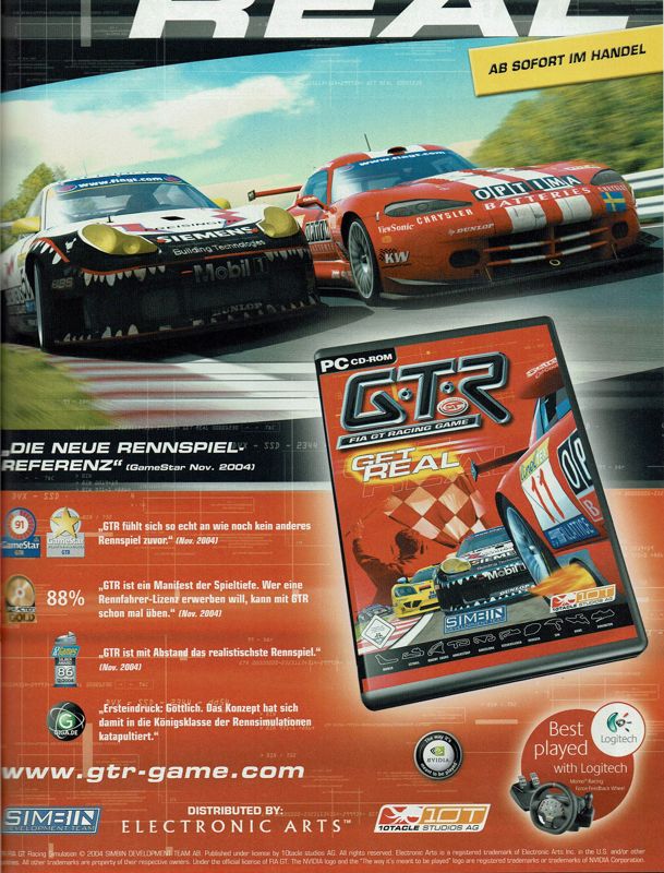 GTR: FIA GT Racing Game Magazine Advertisement (Magazine Advertisements): PC Powerplay (Germany), Issue 01/2005