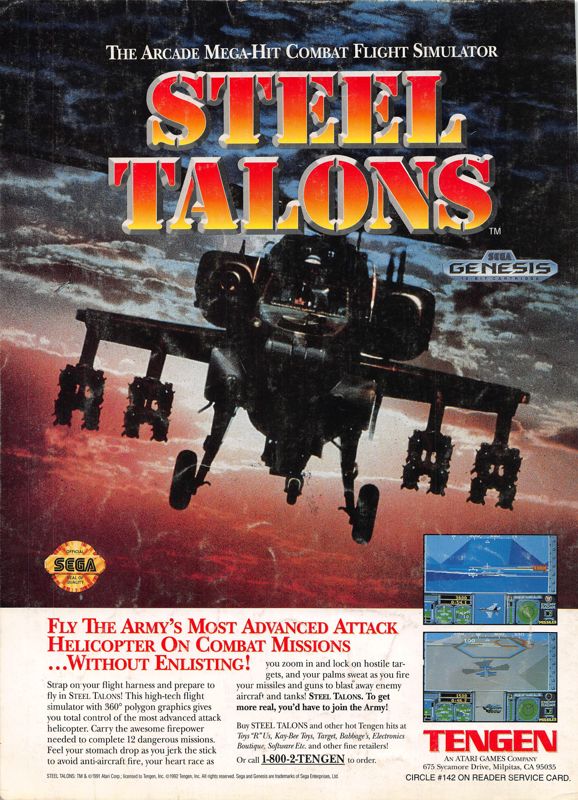 Steel Talons Magazine Advertisement (Magazine Advertisements): DieHard GameFan (United States), Volume 1 Issue 3 (January 1993)