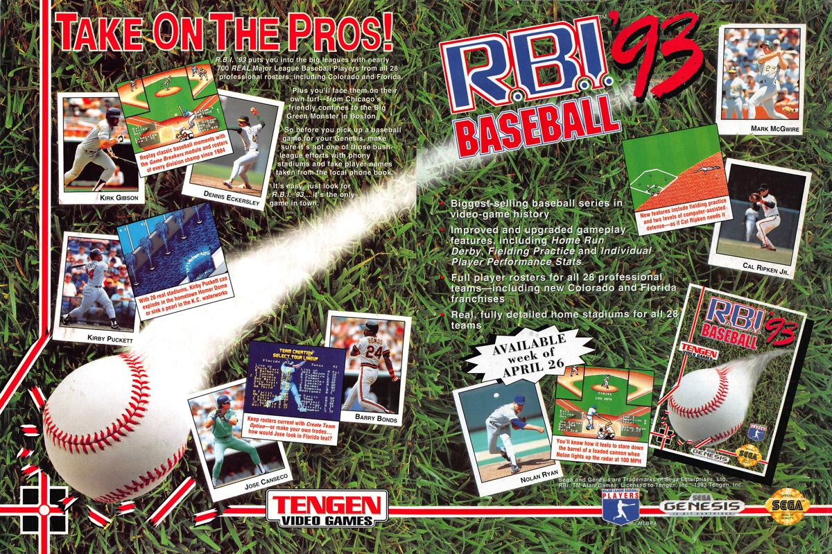 R.B.I. Baseball '93 Magazine Advertisement (Magazine Advertisements): DieHard GameFan (United States), Volume 1 Issue 6 (May 1993)