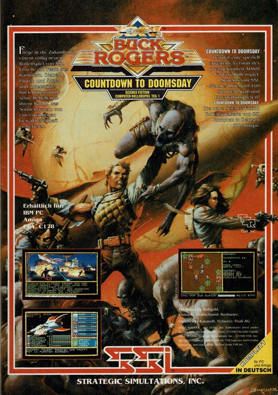 Buck Rogers: Countdown to Doomsday Magazine Advertisement (Magazine Advertisements): Power Play (Germany), Issue 03/1991