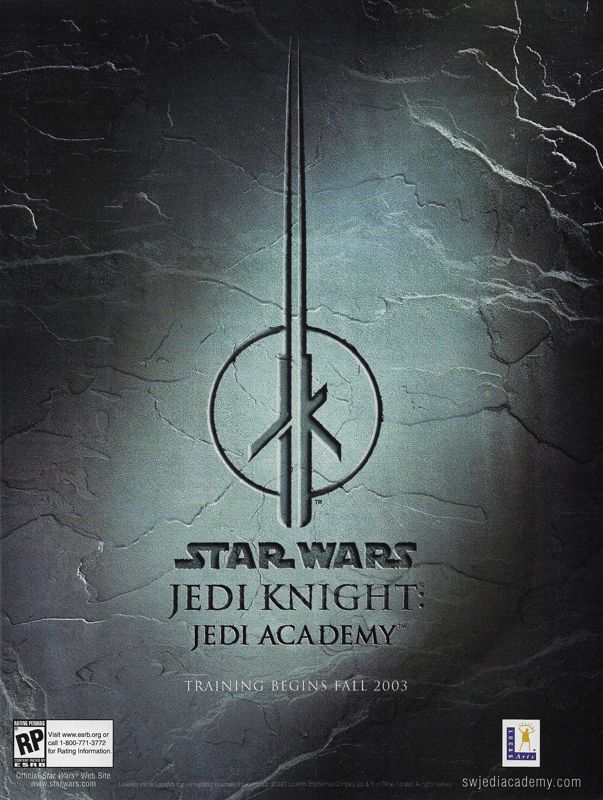 Star Wars: Jedi Knight - Jedi Academy Magazine Advertisement (Magazine Advertisements): PC Gamer (United States), Issue 114 (September 2003)