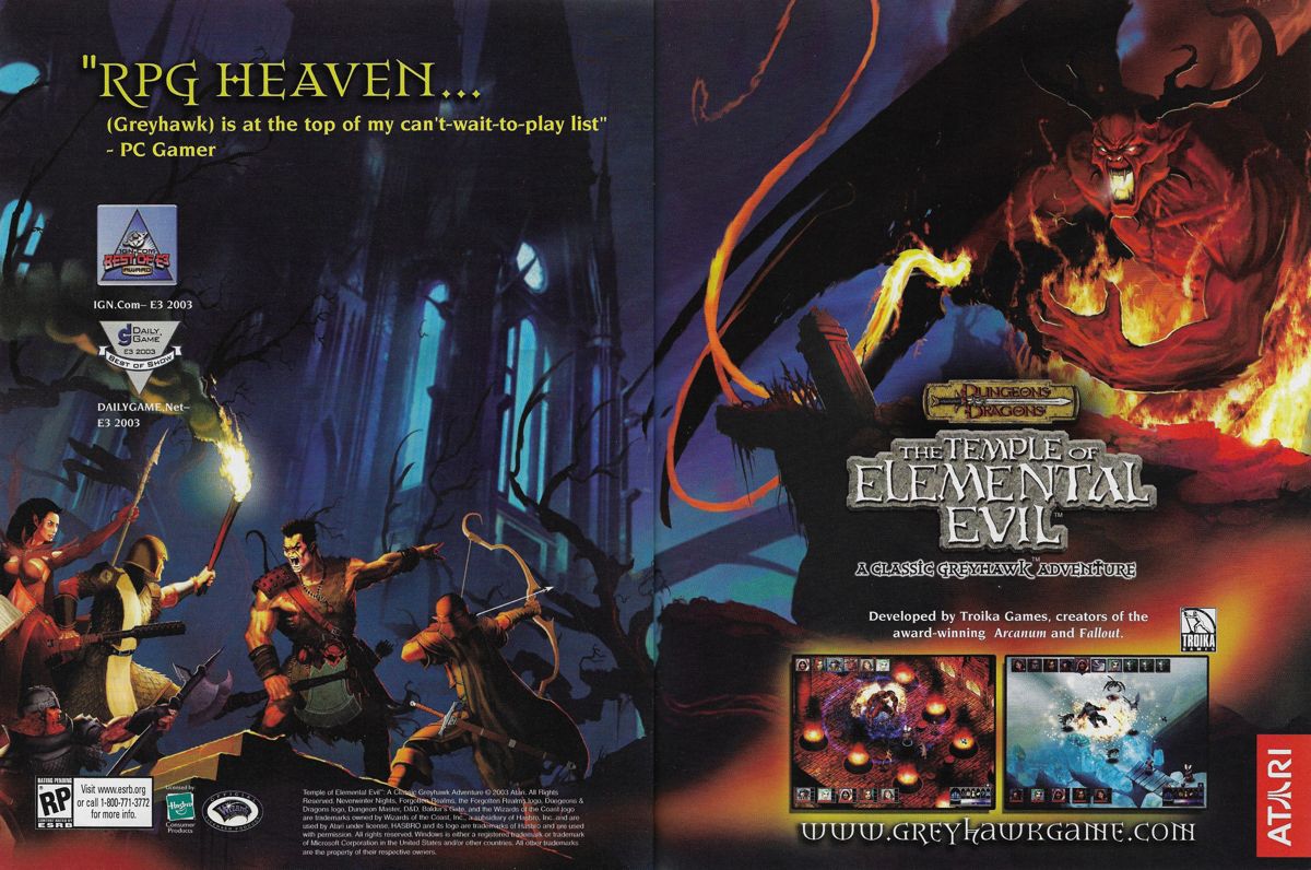 The Temple of Elemental Evil: A Classic Greyhawk Adventure Magazine Advertisement (Magazine Advertisements): PC Gamer (United States), Issue 114 (September 2003)
