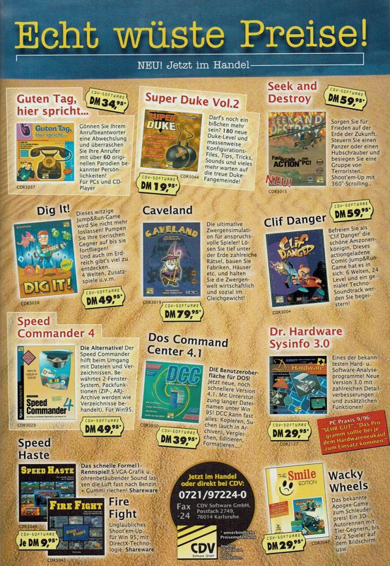 Wacky Wheels Magazine Advertisement (Magazine Advertisements): PC Player (Germany), Issue 11/1996