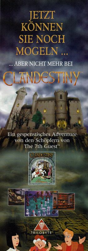 Clandestiny Magazine Advertisement (Magazine Advertisements): PC Player (Germany), Issue 11/1996 Part 2
