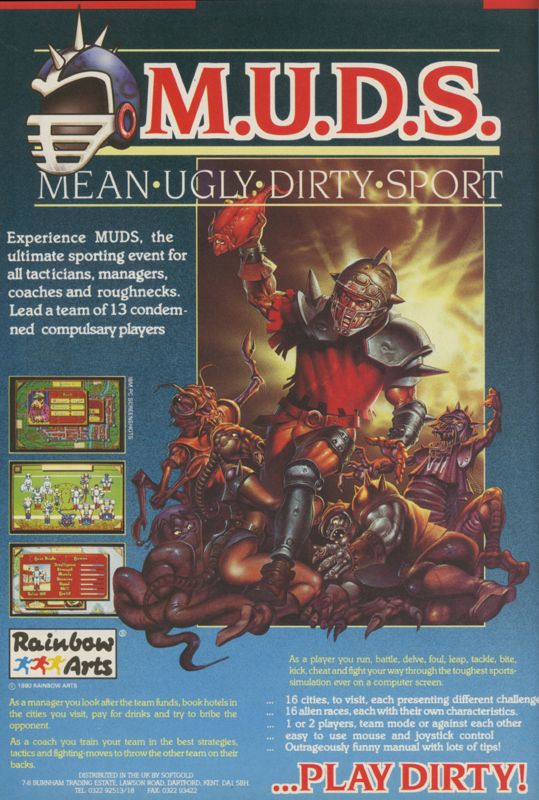 M.U.D.S.: Mean Ugly Dirty Sport Magazine Advertisement (Magazine Advertisements): CU Amiga Magazine (UK) Issue #9 (November 1990). Courtesy of the Internet Archive. Page 45