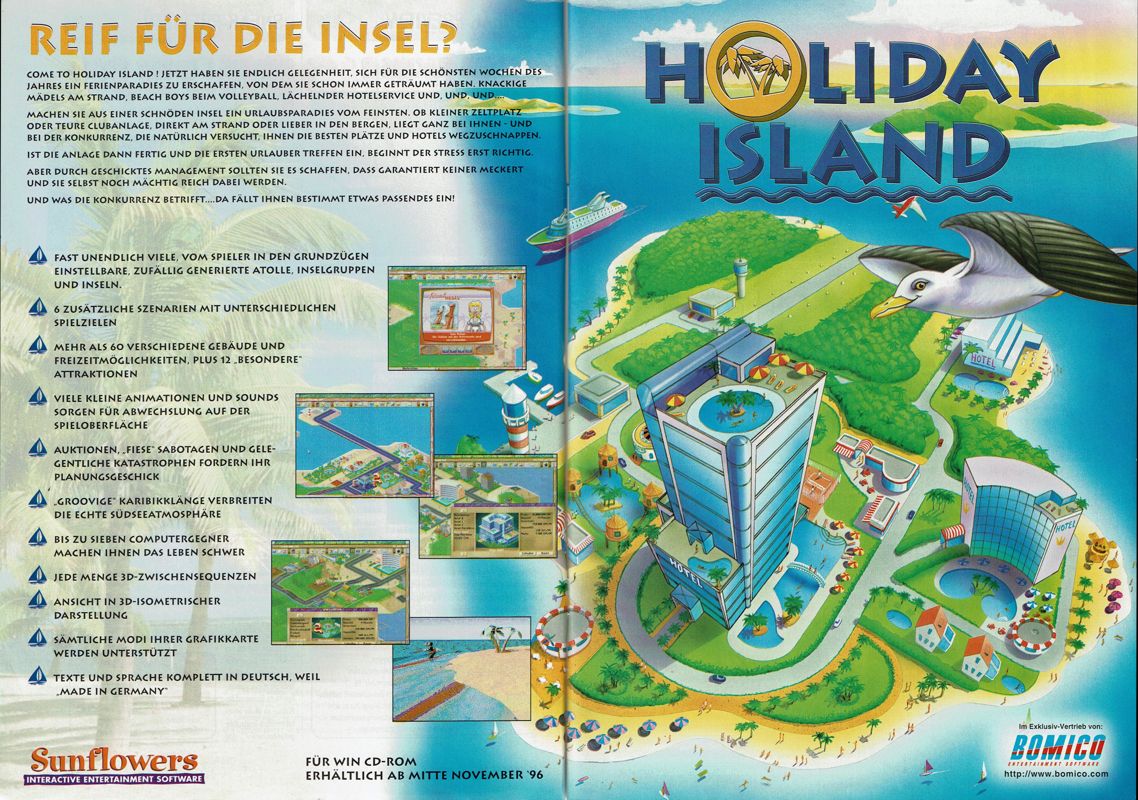 Holiday Island Magazine Advertisement (Magazine Advertisements): PC Player (Germany), Issue 12/1996